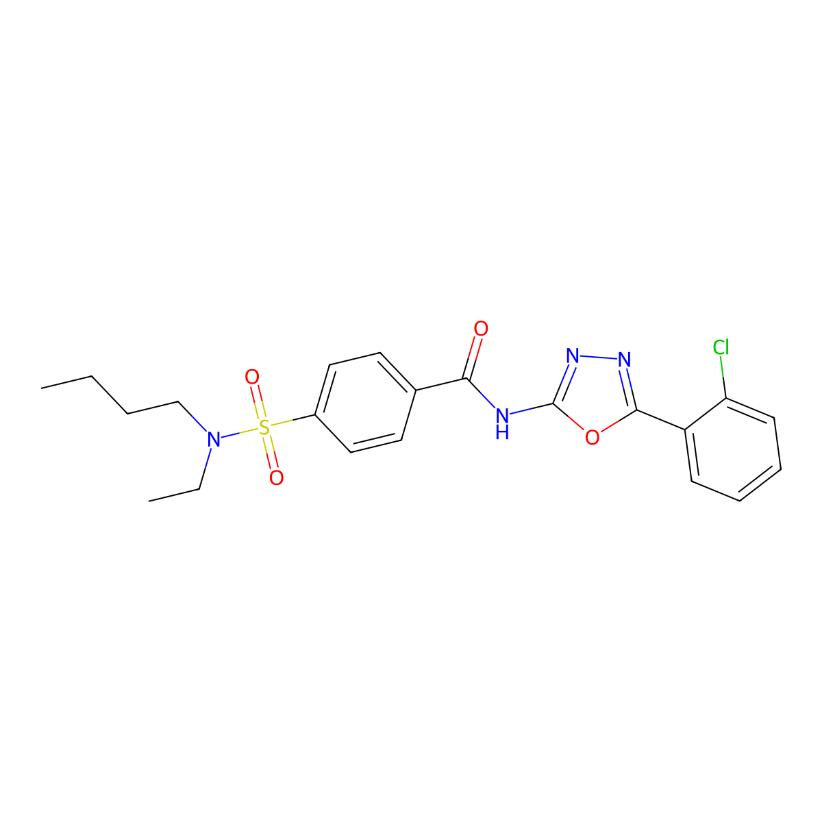 4-[butyl(ethyl)sulfamoyl]-N-[5-(2-chlorophenyl)-1,3,4-oxadiazol-2-yl]benzamide molecular structure, CAS 533869-20-4