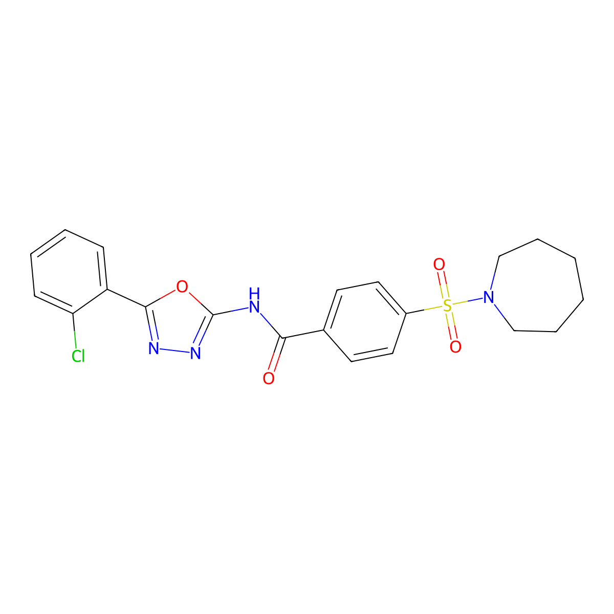 4-(azepan-1-ylsulfonyl)-N-[5-(2-chlorophenyl)-1,3,4-oxadiazol-2-yl]benzamide molecular structure, CAS 533869-31-7