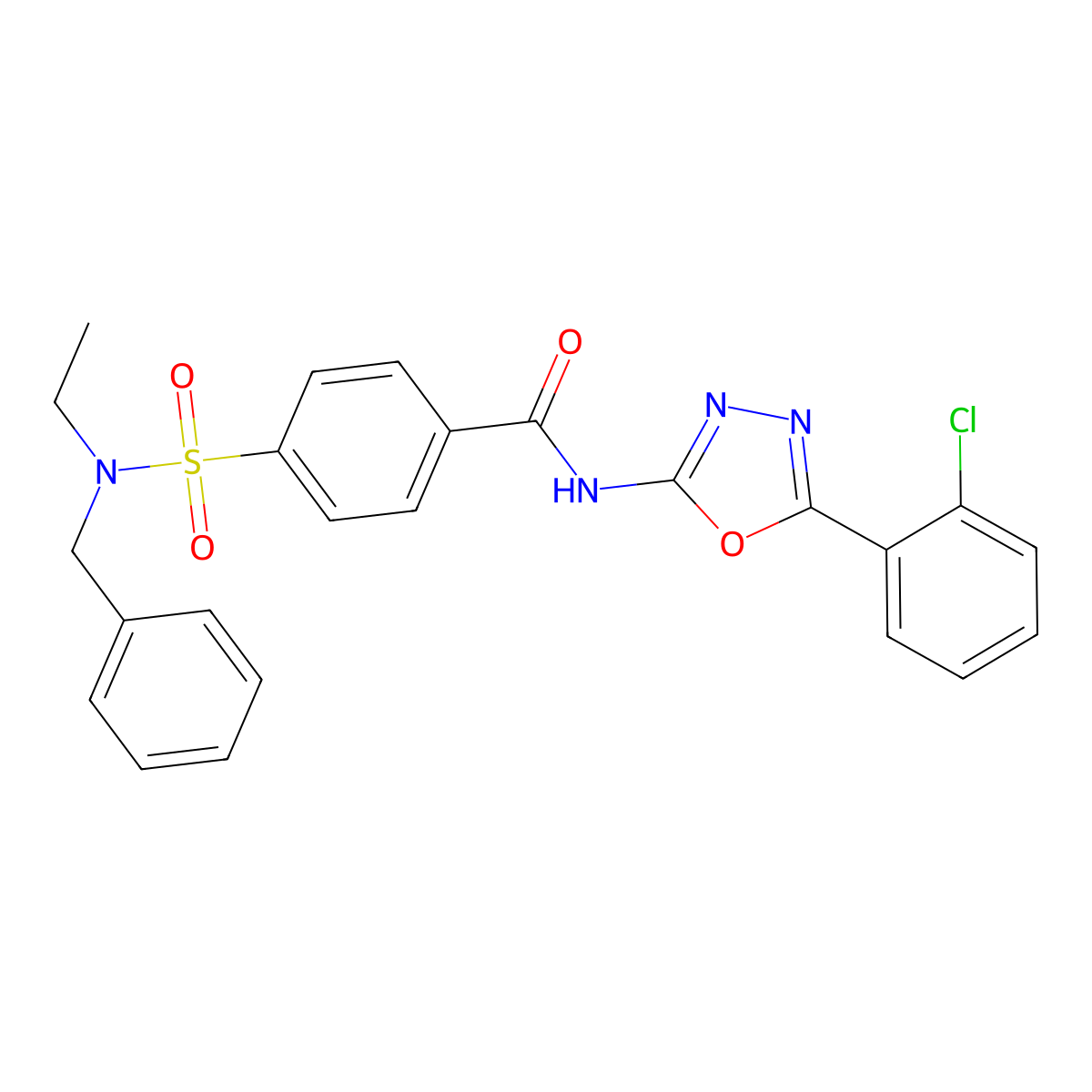 4-[benzyl(ethyl)sulfamoyl]-N-[5-(2-chlorophenyl)-1,3,4-oxadiazol-2-yl]benzamide molecular structure, CAS 533869-35-1