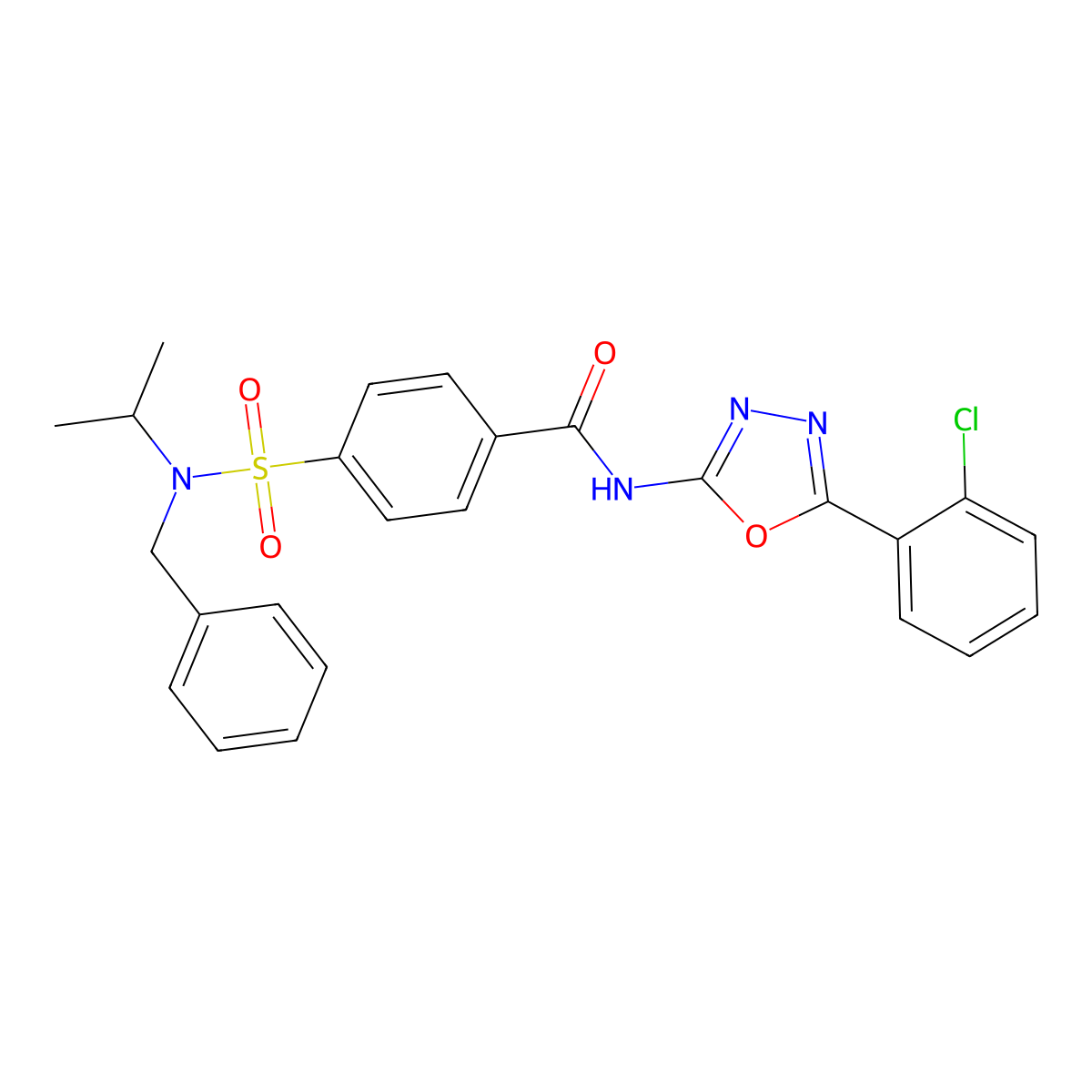 4-[benzyl(propan-2-yl)sulfamoyl]-N-[5-(2-chlorophenyl)-1,3,4-oxadiazol-2-yl]benzamide molecular structure, CAS 533869-37-3