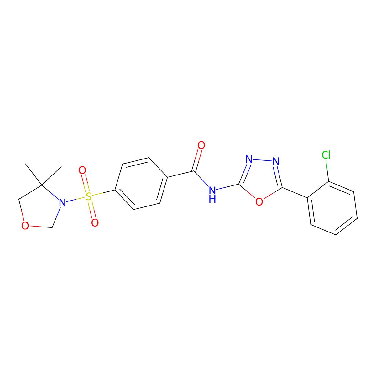 N-[5-(2-chlorophenyl)-1,3,4-oxadiazol-2-yl]-4-[(4,4-dimethyl-1,3-oxazolidin-3-yl)sulfonyl]benzamide molecular structure, CAS 533869-39-5