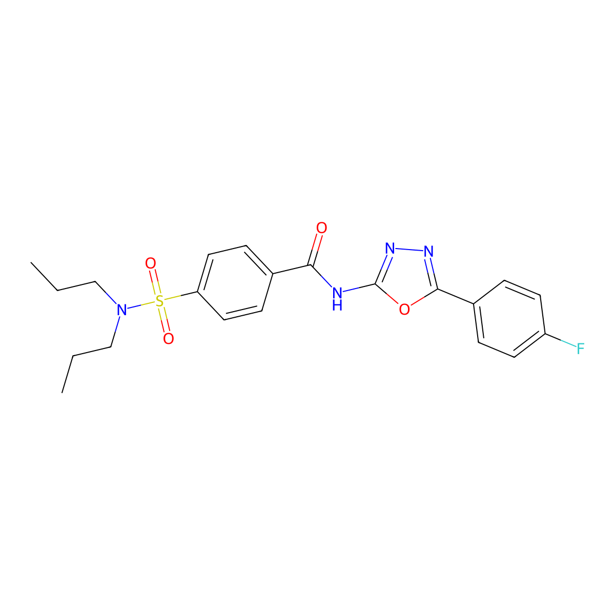 4-(dipropylsulfamoyl)-N-[5-(4-fluorophenyl)-1,3,4-oxadiazol-2-yl]benzamide molecular structure, CAS 533869-42-0