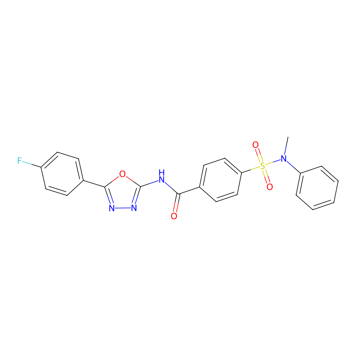 N-[5-(4-fluorophenyl)-1,3,4-oxadiazol-2-yl]-4-[methyl(phenyl)sulfamoyl]benzamide molecular structure, CAS 533869-46-4