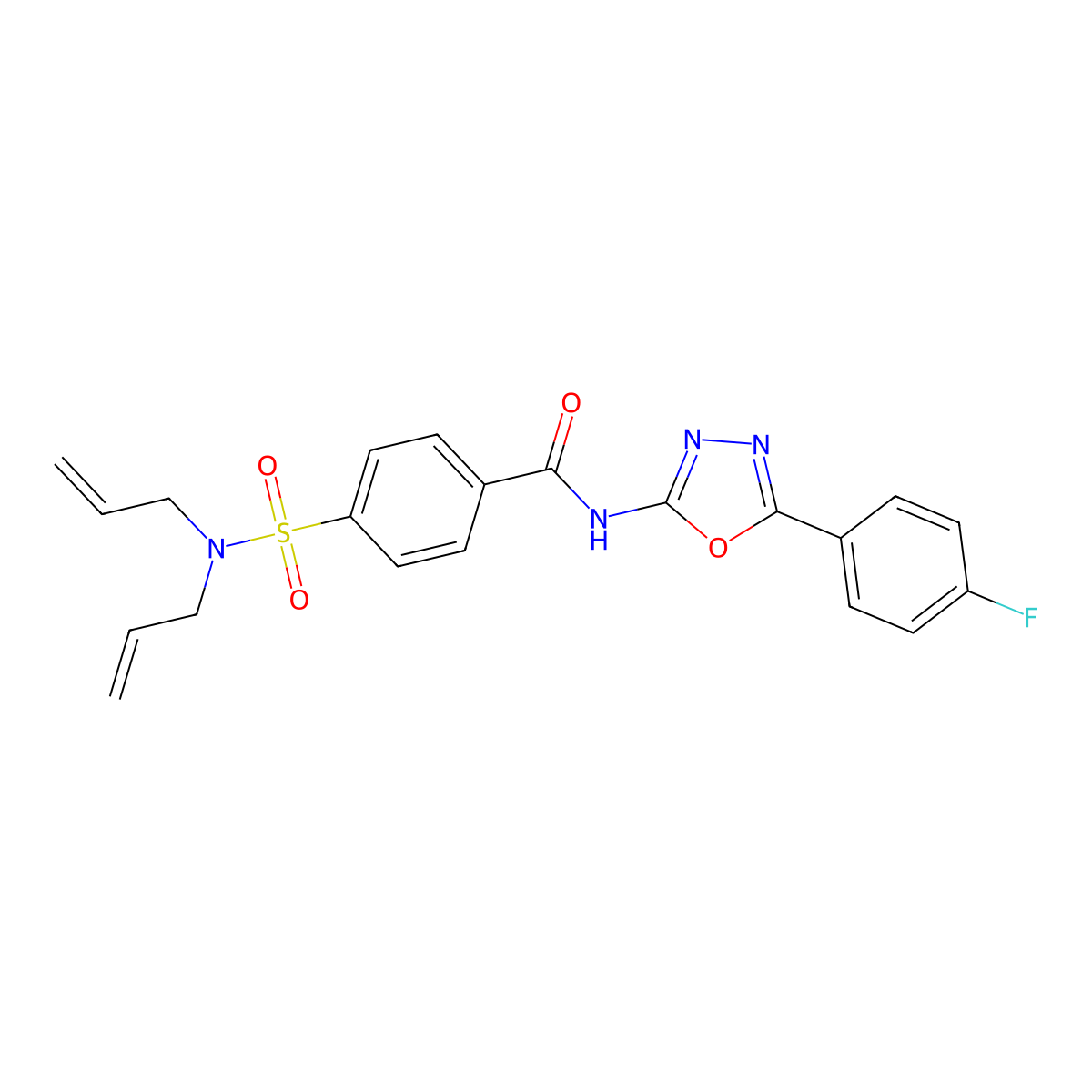 4-(N,N-diallylsulfamoyl)-N-(5-(4-fluorophenyl)-1,3,4-oxadiazol-2-yl)benzamide molecular structure, CAS 533869-48-6
