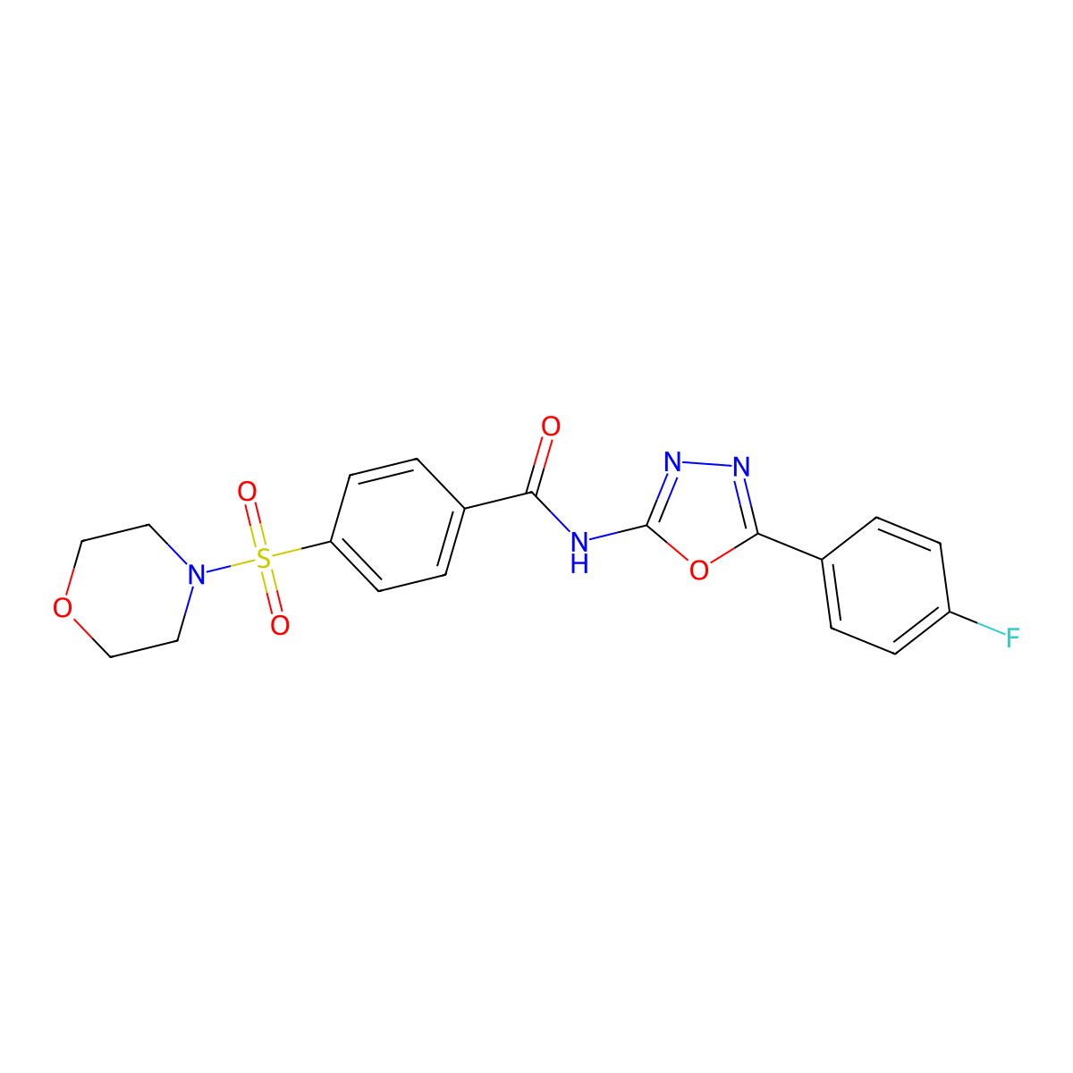 N-(5-(4-fluorophenyl)-1,3,4-oxadiazol-2-yl)-4-(morpholinosulfonyl)benzamide molecular structure, CAS 533869-57-7