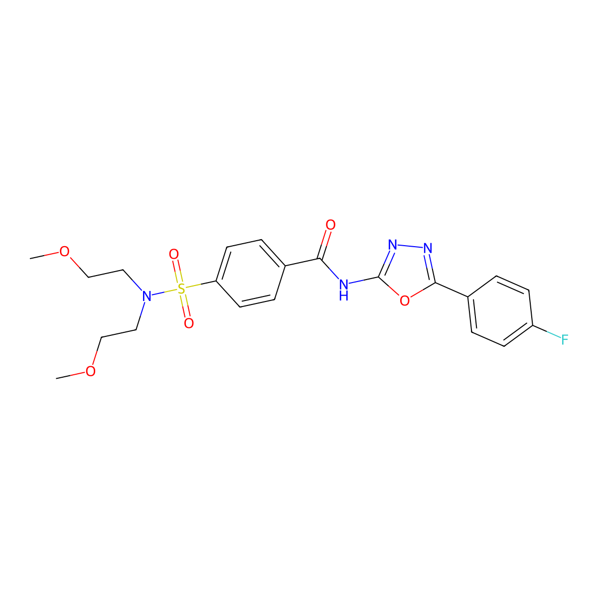 4-[bis(2-methoxyethyl)sulfamoyl]-N-[5-(4-fluorophenyl)-1,3,4-oxadiazol-2-yl]benzamide molecular structure, CAS 533869-62-4