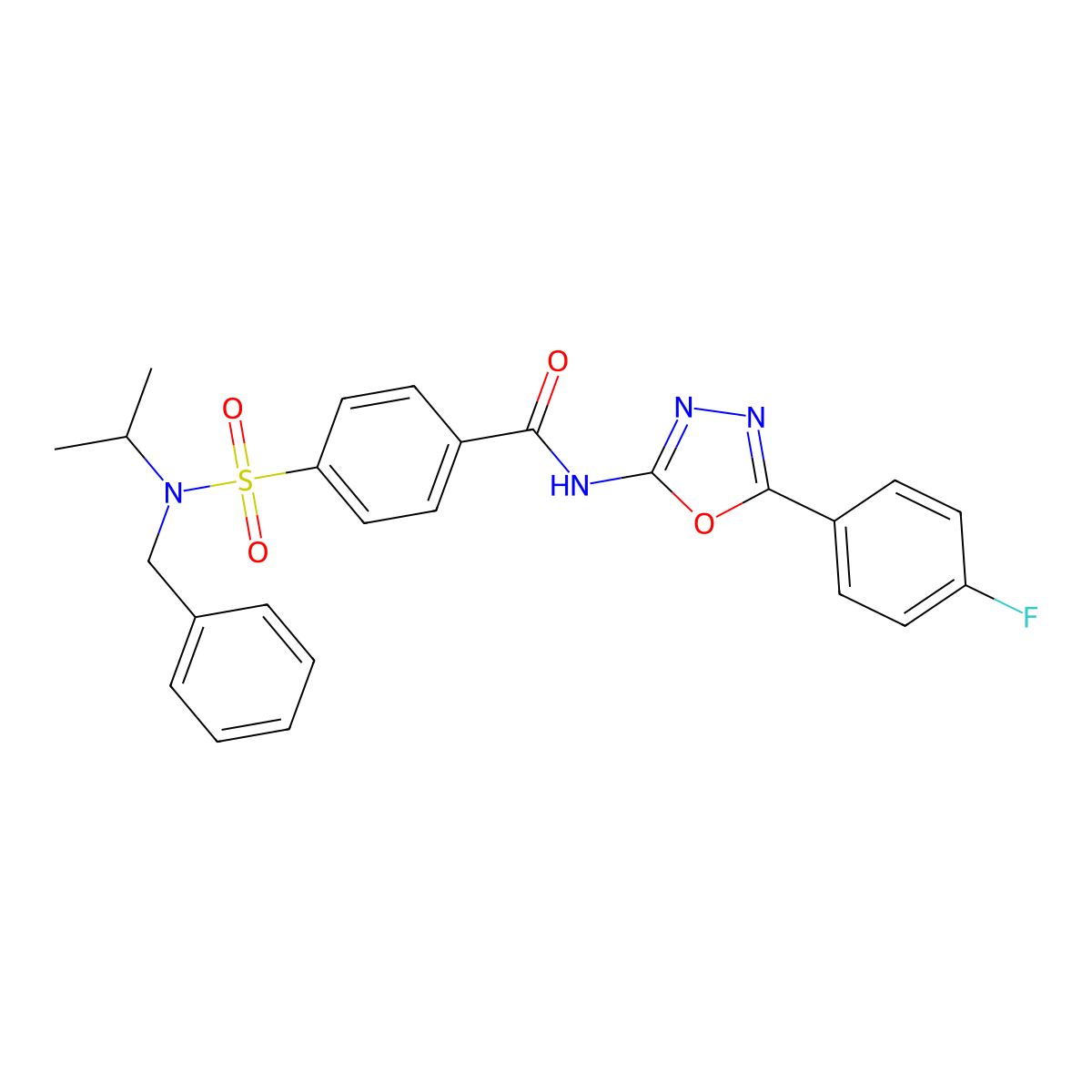 4-[benzyl(propan-2-yl)sulfamoyl]-N-[5-(4-fluorophenyl)-1,3,4-oxadiazol-2-yl]benzamide molecular structure, CAS 533869-67-9