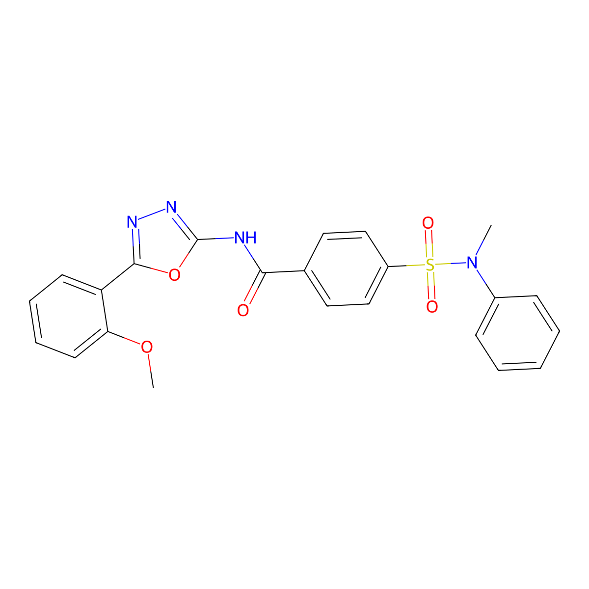 N-[5-(2-methoxyphenyl)-1,3,4-oxadiazol-2-yl]-4-[methyl(phenyl)sulfamoyl]benzamide molecular structure, CAS 533869-70-4