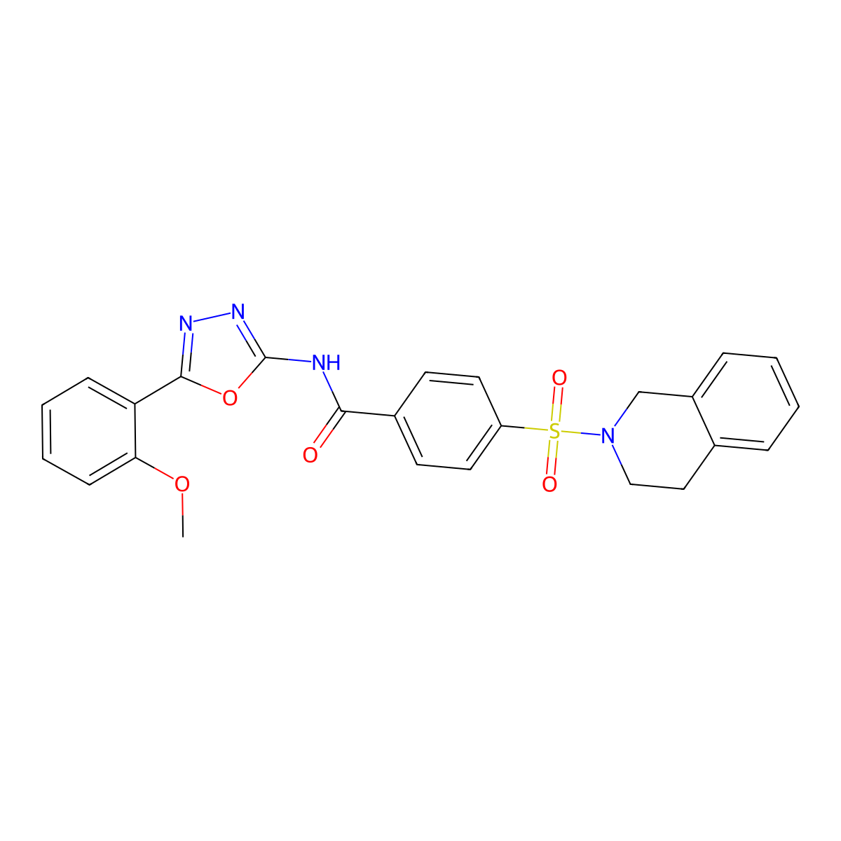 4-((3,4-dihydroisoquinolin-2(1H)-yl)sulfonyl)-N-(5-(2-methoxyphenyl)-1,3,4-oxadiazol-2-yl)benzamide molecular structure, CAS 533869-74-8