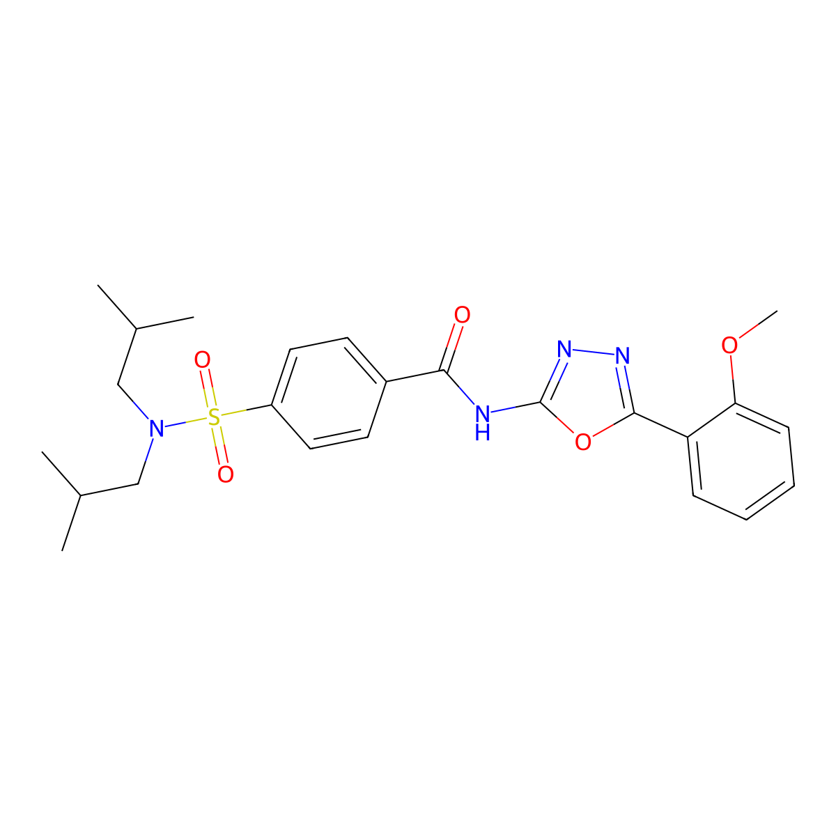 4-[bis(2-methylpropyl)sulfamoyl]-N-[5-(2-methoxyphenyl)-1,3,4-oxadiazol-2-yl]benzamide molecular structure, CAS 533869-77-1