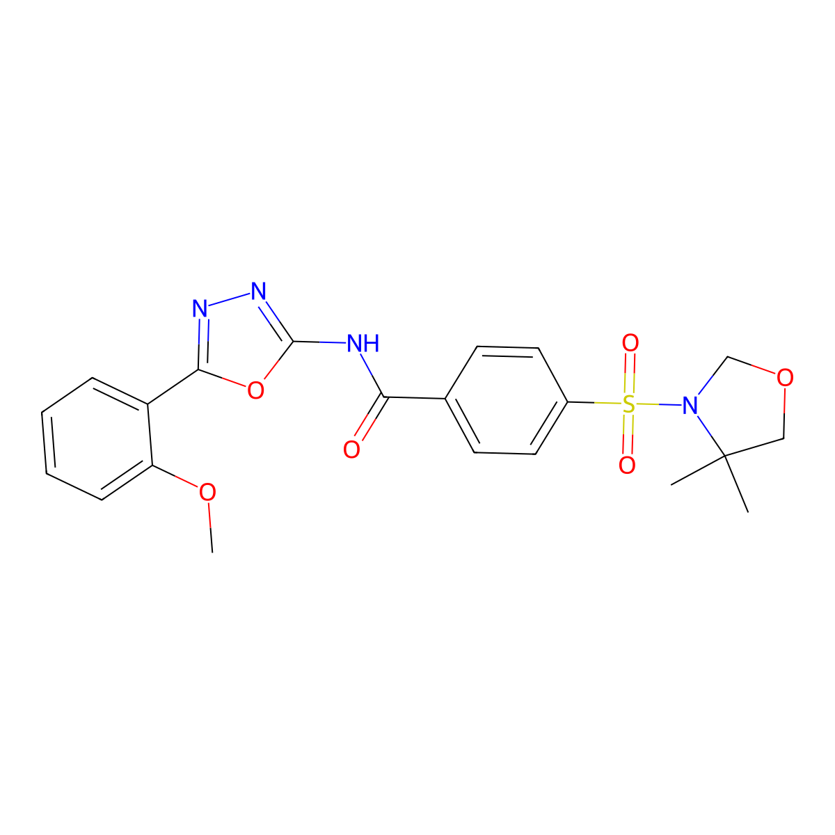 4-[(4,4-dimethyl-1,3-oxazolidin-3-yl)sulfonyl]-N-[5-(2-methoxyphenyl)-1,3,4-oxadiazol-2-yl]benzamide molecular structure, CAS 533869-80-6