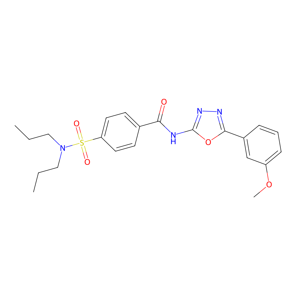 4-(dipropylsulfamoyl)-N-[5-(3-methoxyphenyl)-1,3,4-oxadiazol-2-yl]benzamide molecular structure, CAS 533869-83-9