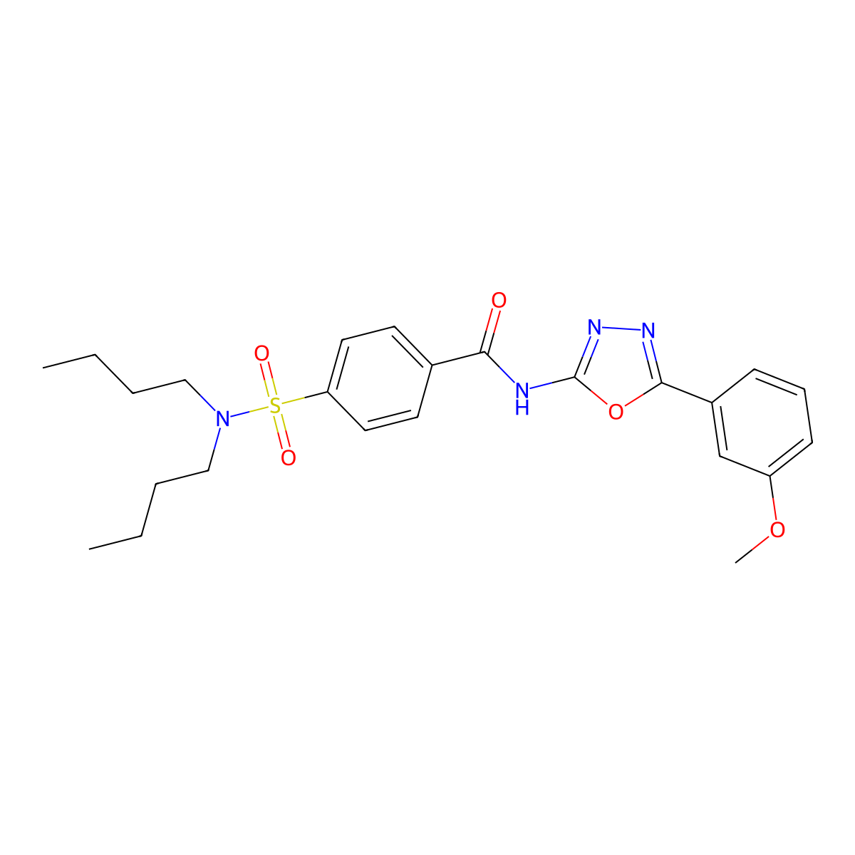 4-(dibutylsulfamoyl)-N-[5-(3-methoxyphenyl)-1,3,4-oxadiazol-2-yl]benzamide molecular structure, CAS 533869-84-0