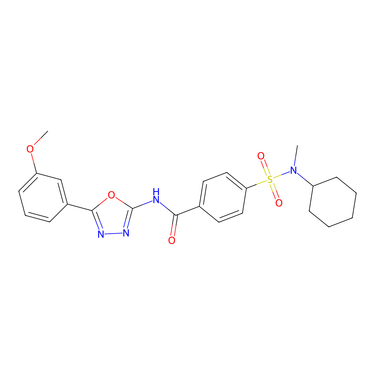 4-[cyclohexyl(methyl)sulfamoyl]-N-[5-(3-methoxyphenyl)-1,3,4-oxadiazol-2-yl]benzamide molecular structure, CAS 533869-88-4