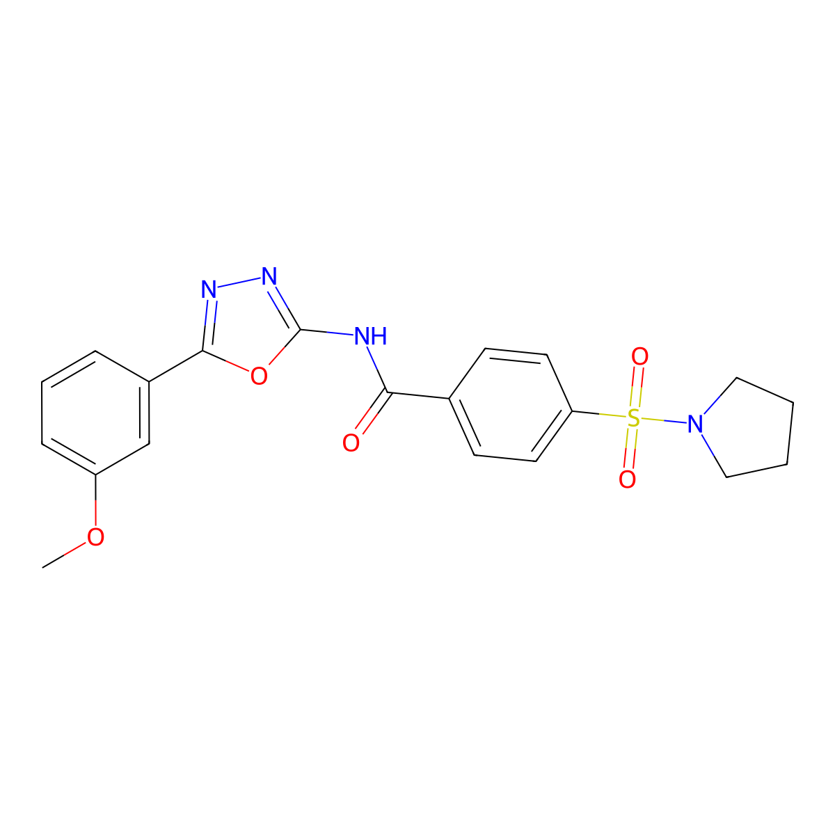 N-[5-(3-methoxyphenyl)-1,3,4-oxadiazol-2-yl]-4-pyrrolidin-1-ylsulfonylbenzamide molecular structure, CAS 533869-91-9