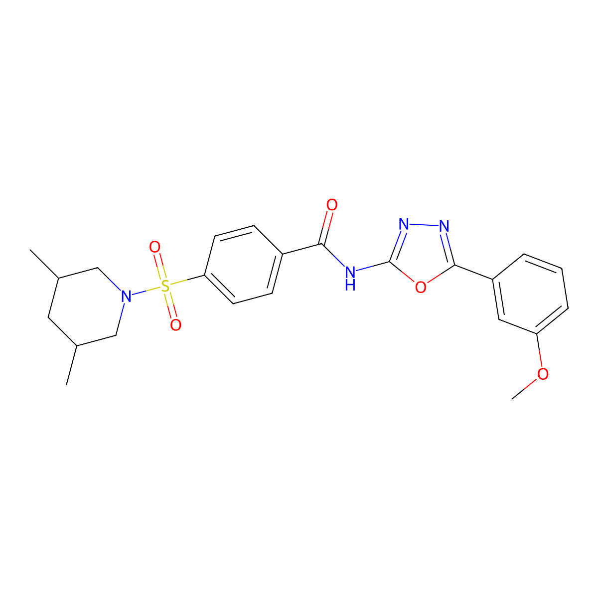 4-(3,5-dimethylpiperidin-1-yl)sulfonyl-N-[5-(3-methoxyphenyl)-1,3,4-oxadiazol-2-yl]benzamide molecular structure, CAS 533869-96-4
