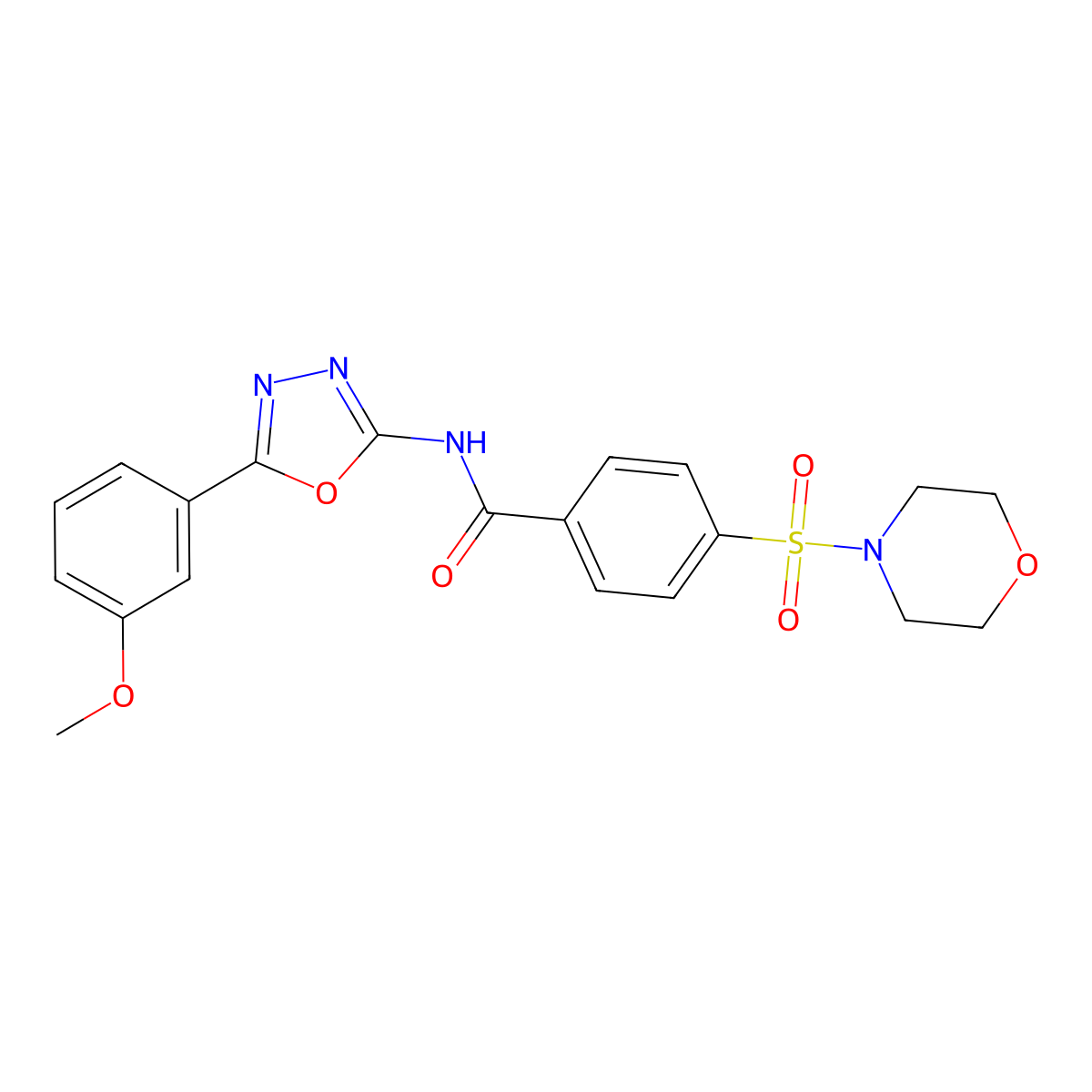 N-(5-(3-methoxyphenyl)-1,3,4-oxadiazol-2-yl)-4-(morpholinosulfonyl)benzamide molecular structure, CAS 533869-98-6