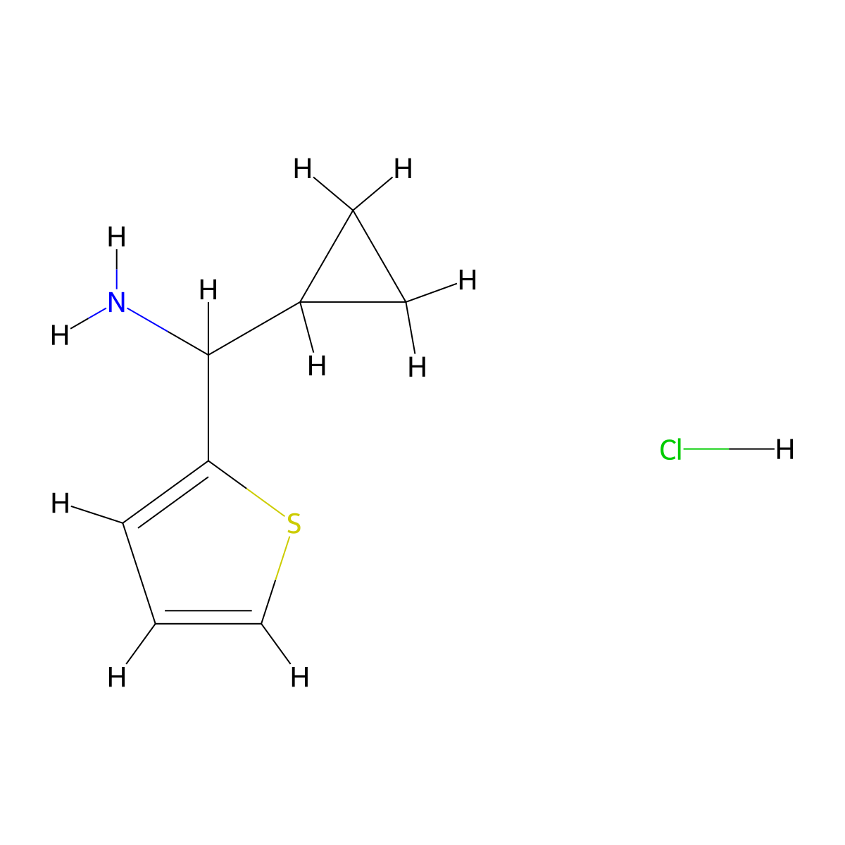 Cyclopropyl(thiophen-2-yl)methanamine hydrochloride molecular structure, CAS 53387-68-1