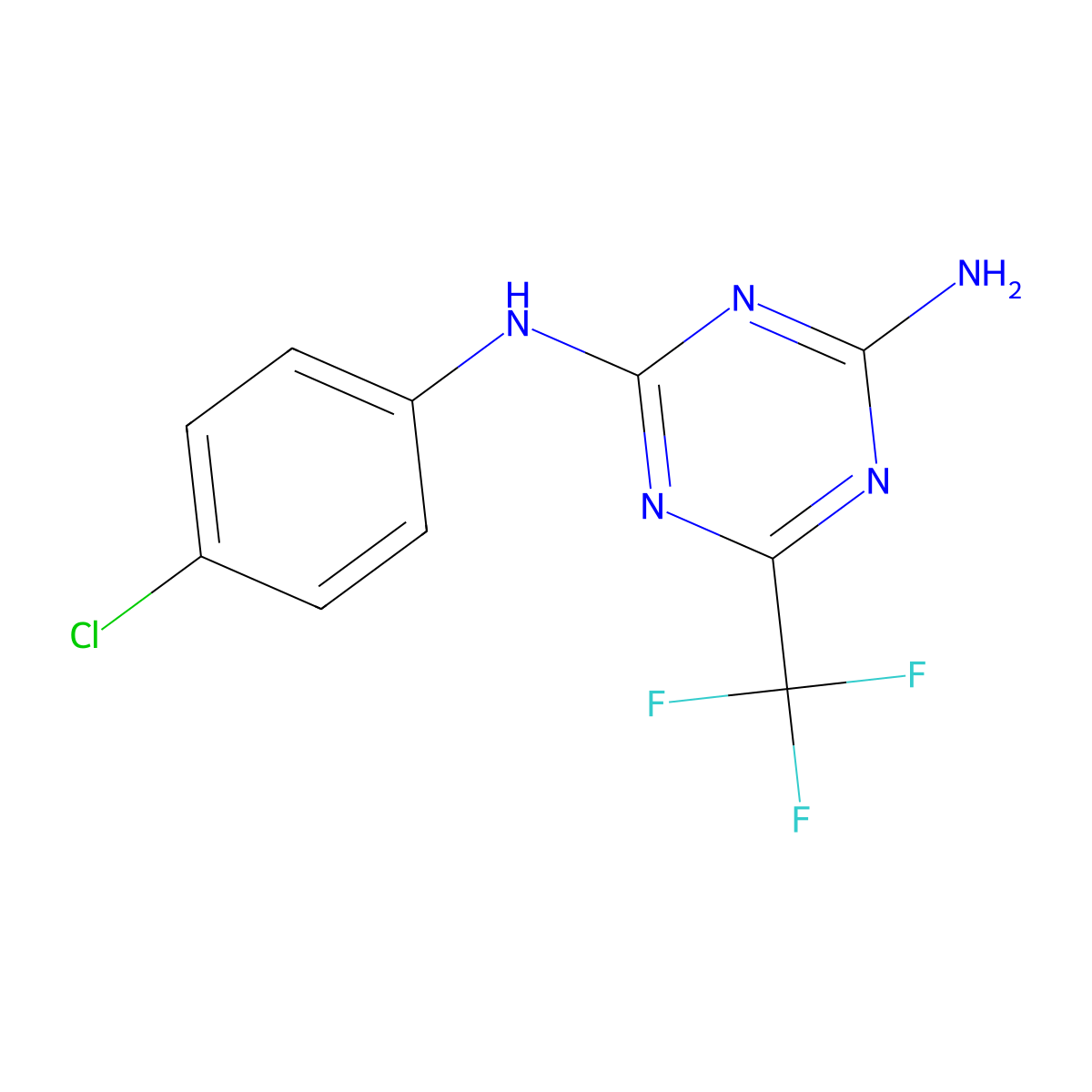 N2-(4-Chlorophenyl)-6-(trifluoromethyl)-1,3,5-triazine-2,4-diamine molecular structure, CAS 53387-70-5