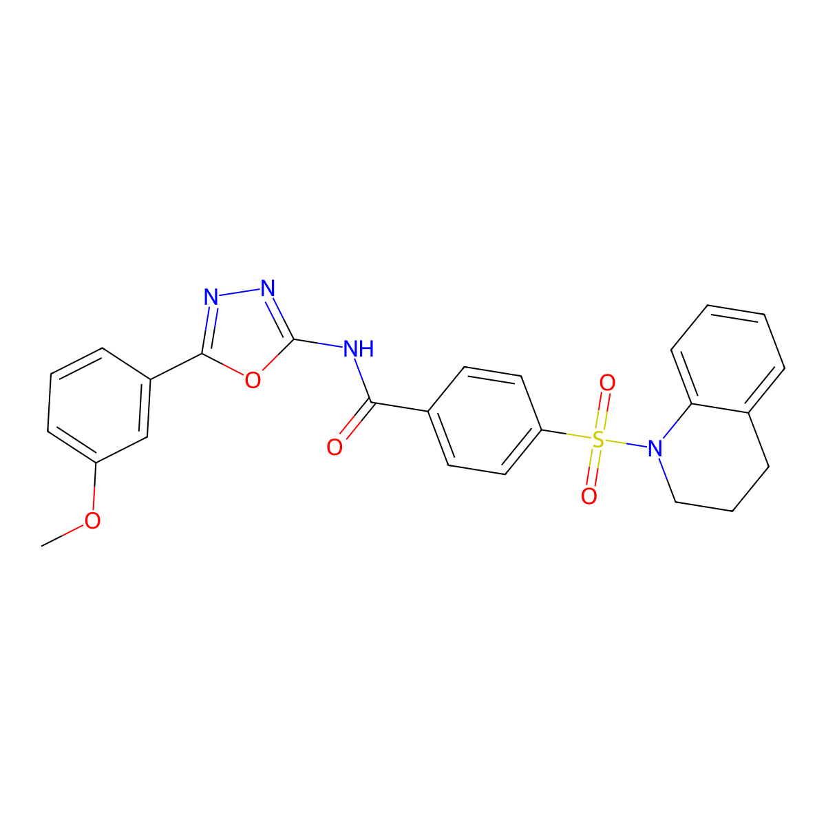 4-((3,4-dihydroquinolin-1(2H)-yl)sulfonyl)-N-(5-(3-methoxyphenyl)-1,3,4-oxadiazol-2-yl)benzamide molecular structure, CAS 533870-00-7