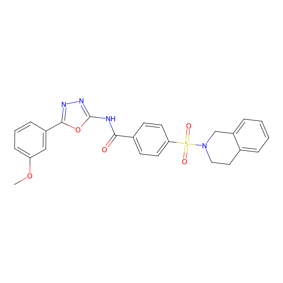 4-(3,4-dihydro-1H-isoquinolin-2-ylsulfonyl)-N-[5-(3-methoxyphenyl)-1,3,4-oxadiazol-2-yl]benzamide molecular structure, CAS 533870-01-8