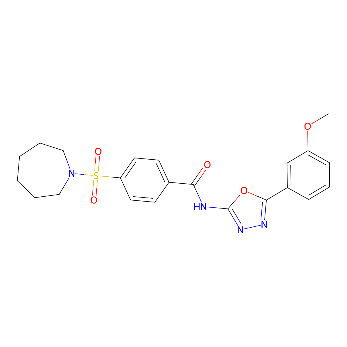 4-(azepan-1-ylsulfonyl)-N-(5-(3-methoxyphenyl)-1,3,4-oxadiazol-2-yl)benzamide molecular structure, CAS 533870-02-9