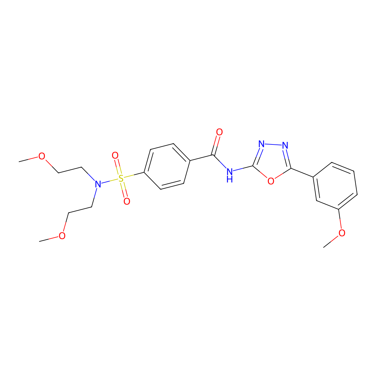 4-[bis(2-methoxyethyl)sulfamoyl]-N-[5-(3-methoxyphenyl)-1,3,4-oxadiazol-2-yl]benzamide molecular structure, CAS 533870-03-0