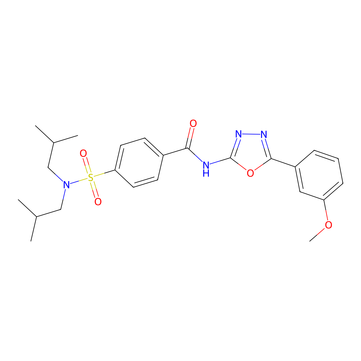 4-[bis(2-methylpropyl)sulfamoyl]-N-[5-(3-methoxyphenyl)-1,3,4-oxadiazol-2-yl]benzamide molecular structure, CAS 533870-05-2