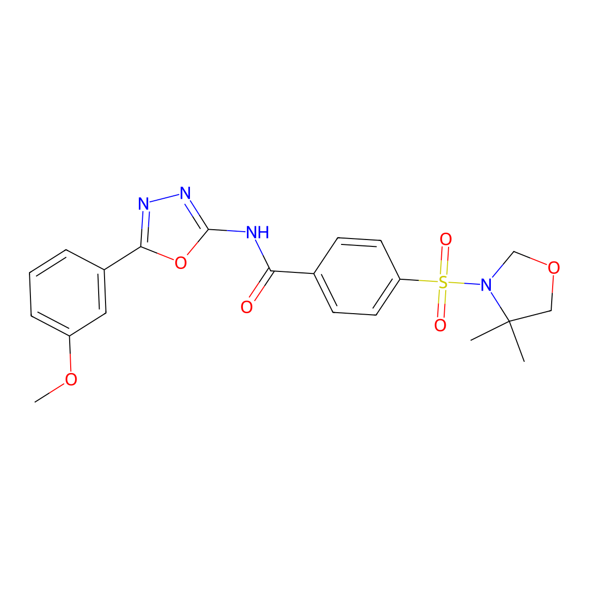 4-[(4,4-dimethyl-1,3-oxazolidin-3-yl)sulfonyl]-N-[5-(3-methoxyphenyl)-1,3,4-oxadiazol-2-yl]benzamide molecular structure, CAS 533870-10-9