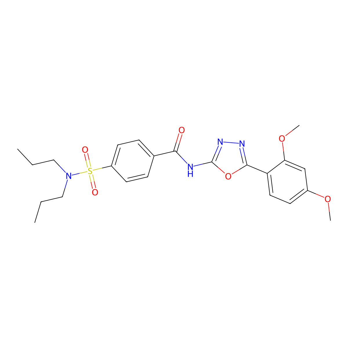 N-[5-(2,4-dimethoxyphenyl)-1,3,4-oxadiazol-2-yl]-4-(dipropylsulfamoyl)benzamide molecular structure, CAS 533870-18-7