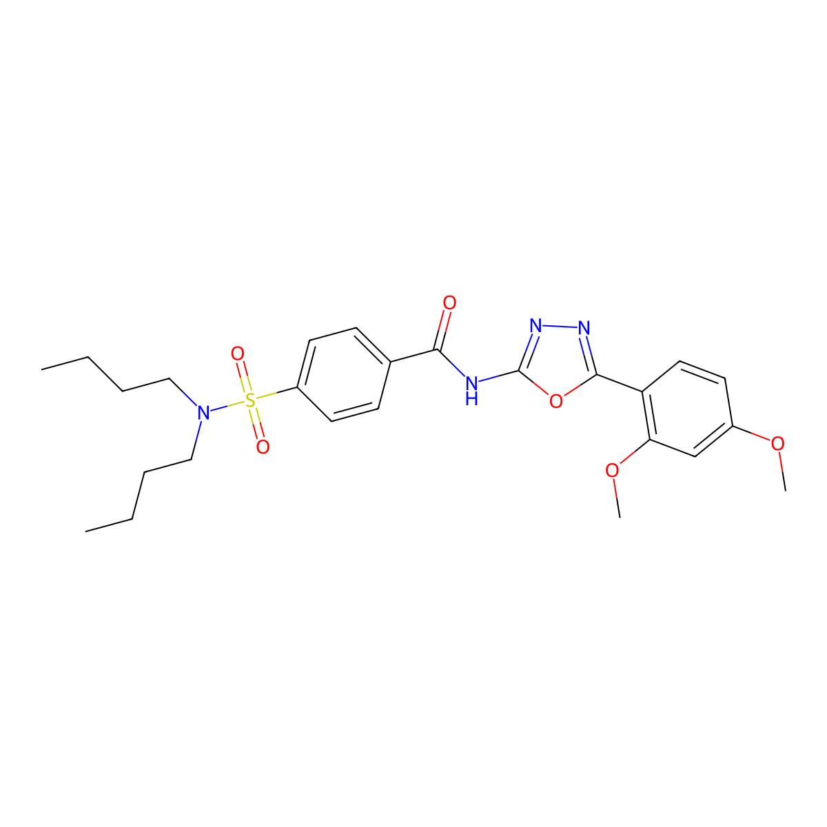 4-(dibutylsulfamoyl)-N-[5-(2,4-dimethoxyphenyl)-1,3,4-oxadiazol-2-yl]benzamide molecular structure, CAS 533870-19-8