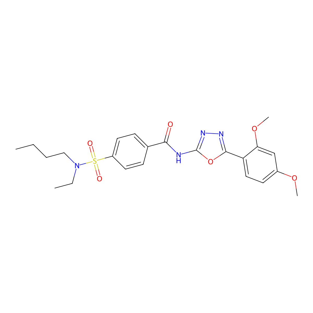 4-[butyl(ethyl)sulfamoyl]-N-[5-(2,4-dimethoxyphenyl)-1,3,4-oxadiazol-2-yl]benzamide molecular structure, CAS 533870-21-2
