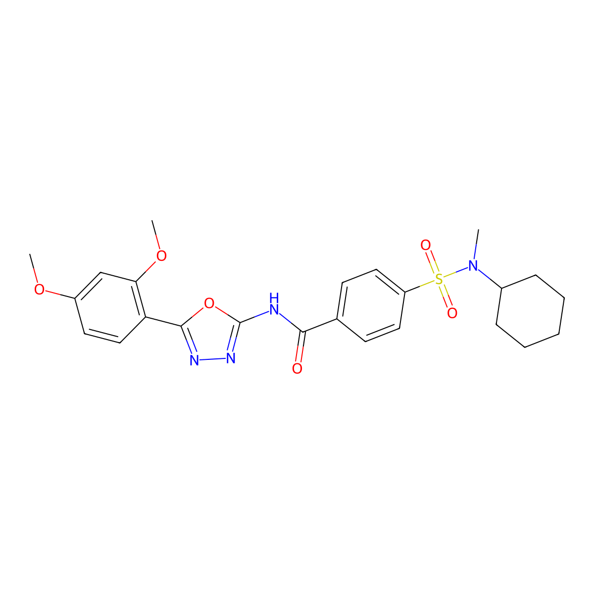 4-[cyclohexyl(methyl)sulfamoyl]-N-[5-(2,4-dimethoxyphenyl)-1,3,4-oxadiazol-2-yl]benzamide molecular structure, CAS 533870-23-4