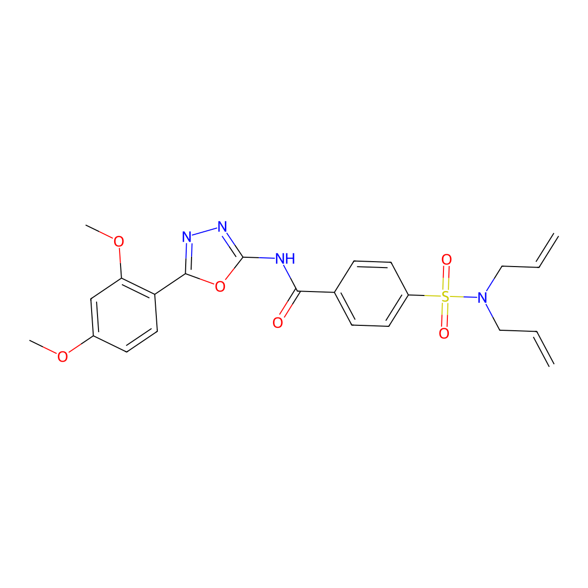 4-(N,N-diallylsulfamoyl)-N-(5-(2,4-dimethoxyphenyl)-1,3,4-oxadiazol-2-yl)benzamide molecular structure, CAS 533870-24-5