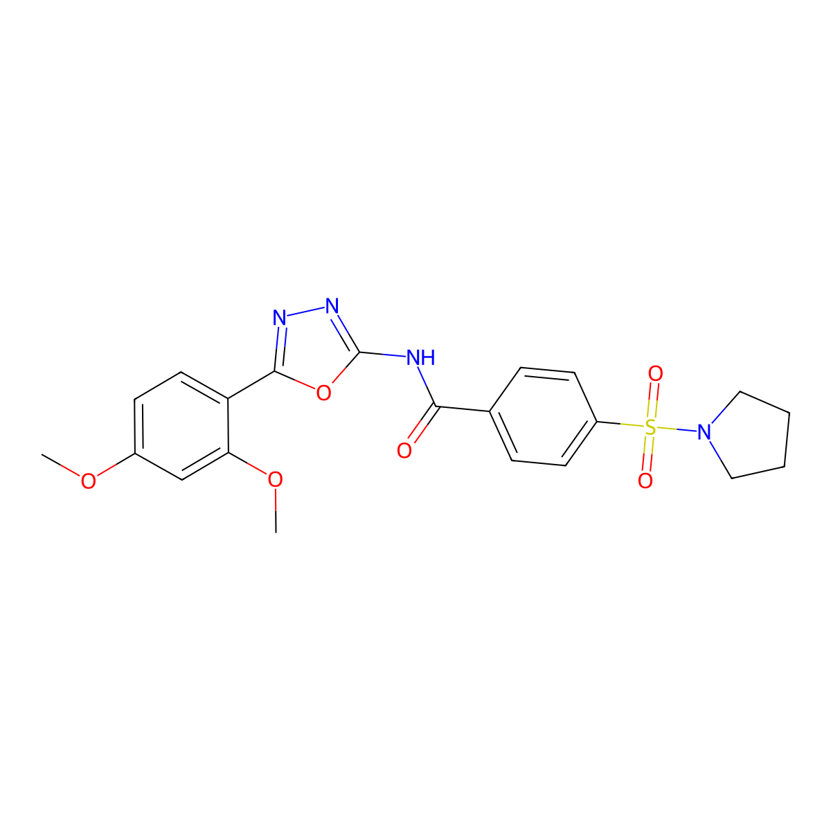 N-[5-(2,4-dimethoxyphenyl)-1,3,4-oxadiazol-2-yl]-4-pyrrolidin-1-ylsulfonylbenzamide molecular structure, CAS 533870-26-7