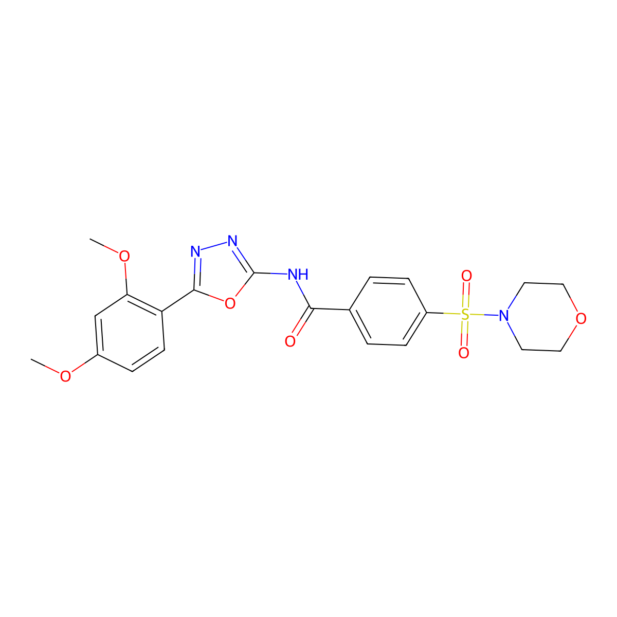 N-(5-(2,4-dimethoxyphenyl)-1,3,4-oxadiazol-2-yl)-4-(morpholinosulfonyl)benzamide molecular structure, CAS 533870-33-6