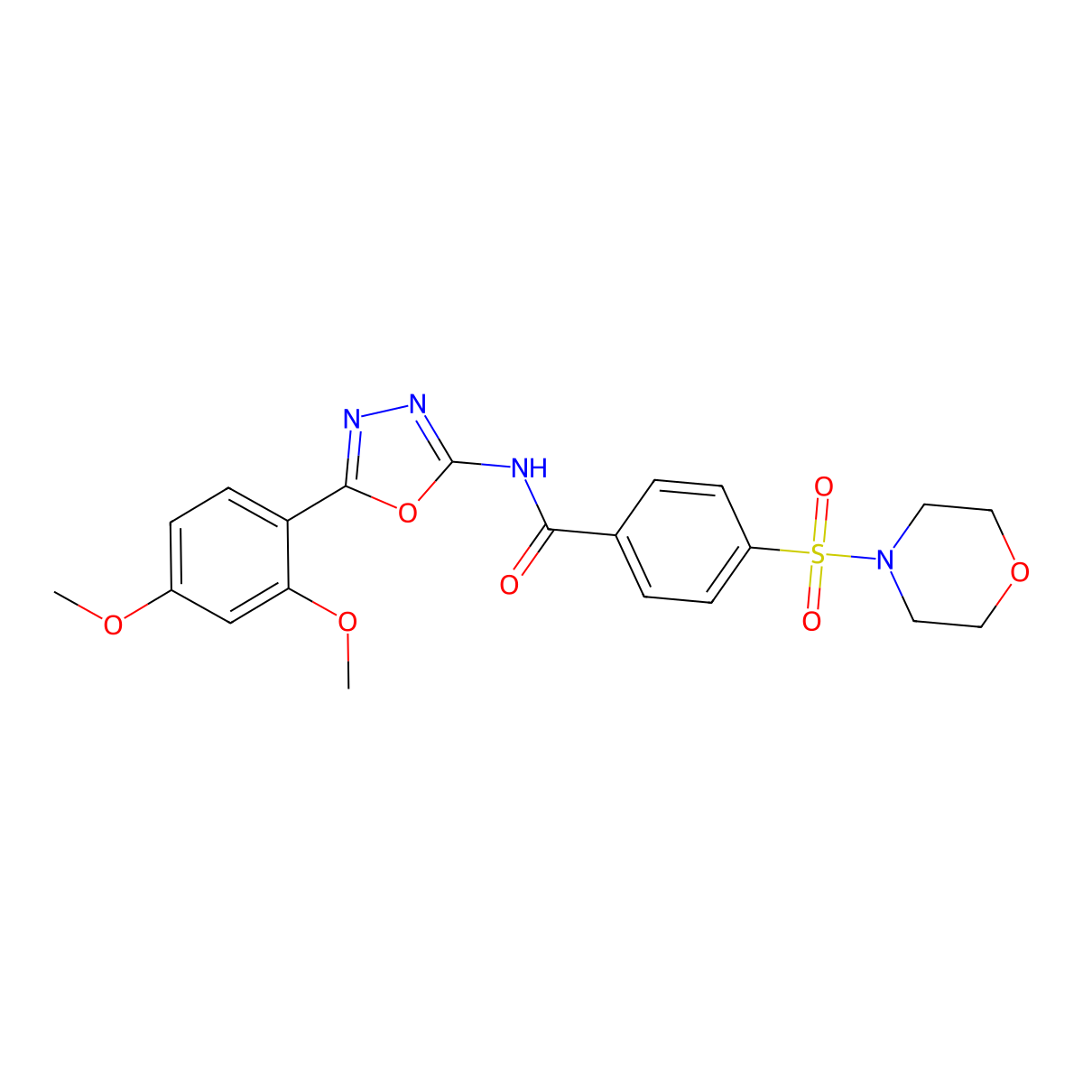 N-(5-(2,4-dimethoxyphenyl)-1,3,4-oxadiazol-2-yl)-4-(morpholinosulfonyl)benzamide molecular structure, CAS 533870-33-6