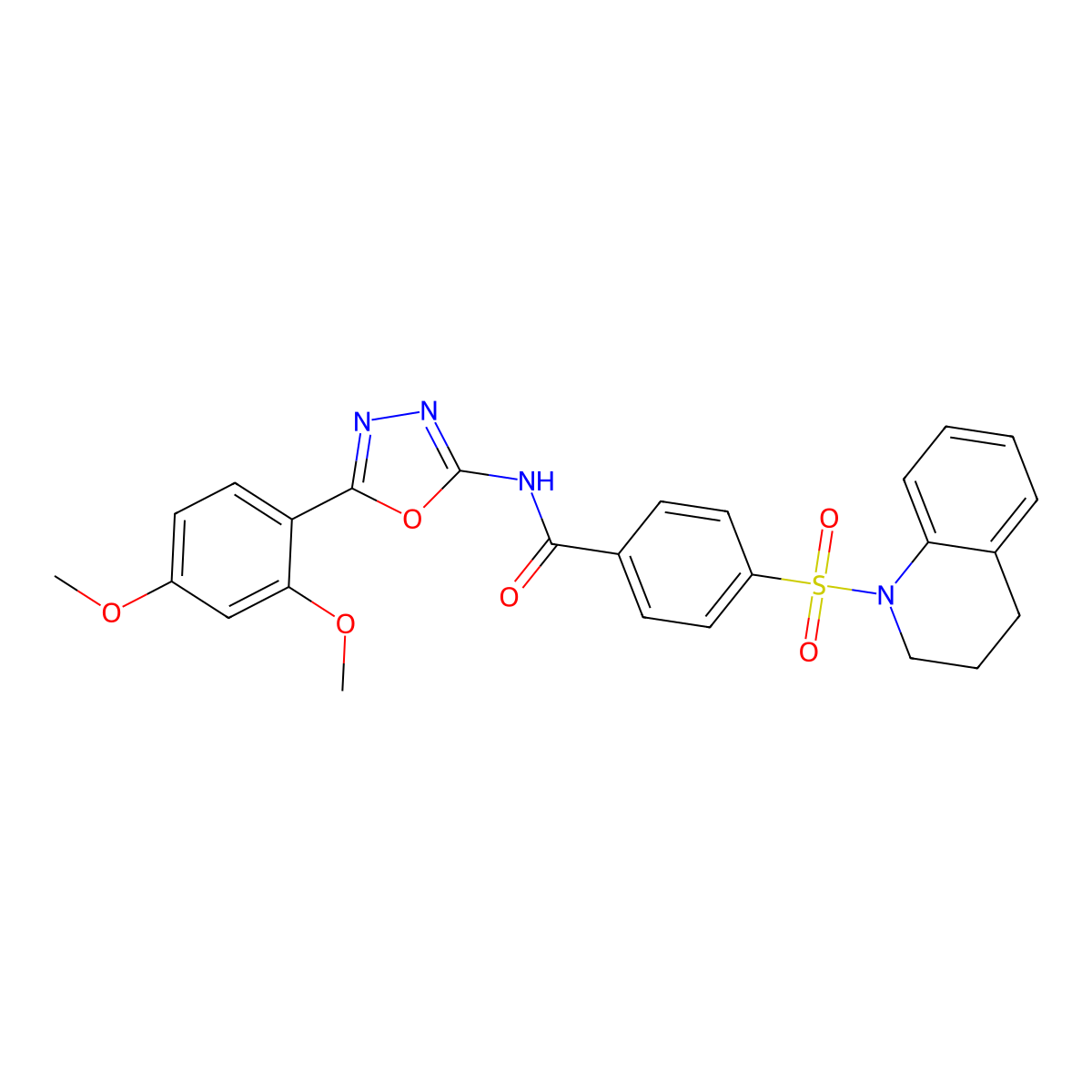 4-((3,4-dihydroquinolin-1(2H)-yl)sulfonyl)-N-(5-(2,4-dimethoxyphenyl)-1,3,4-oxadiazol-2-yl)benzamide molecular structure, CAS 533870-35-8