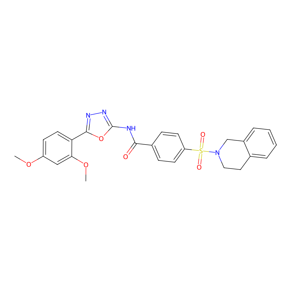 4-((3,4-dihydroisoquinolin-2(1H)-yl)sulfonyl)-N-(5-(2,4-dimethoxyphenyl)-1,3,4-oxadiazol-2-yl)benzamide molecular structure, CAS 533870-36-9