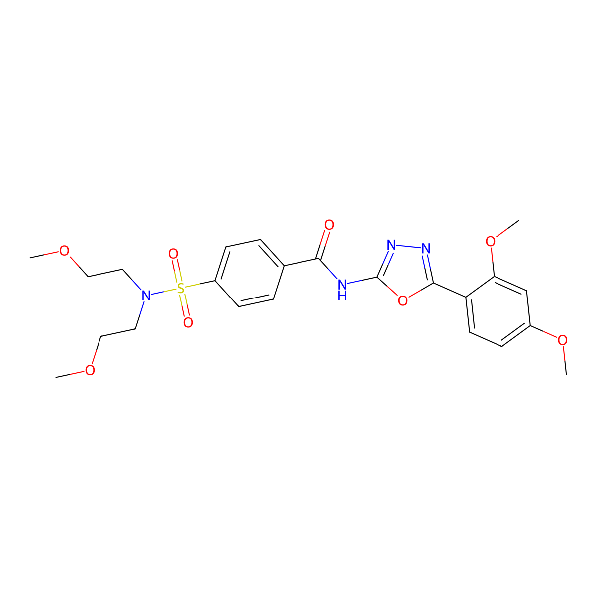 4-[bis(2-methoxyethyl)sulfamoyl]-N-[5-(2,4-dimethoxyphenyl)-1,3,4-oxadiazol-2-yl]benzamide molecular structure, CAS 533870-37-0
