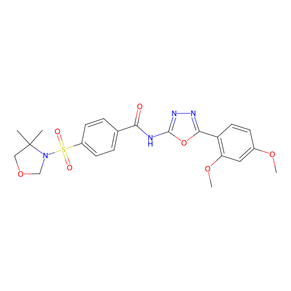 N-[5-(2,4-dimethoxyphenyl)-1,3,4-oxadiazol-2-yl]-4-[(4,4-dimethyl-1,3-oxazolidin-3-yl)sulfonyl]benzamide molecular structure, CAS 533870-45-0