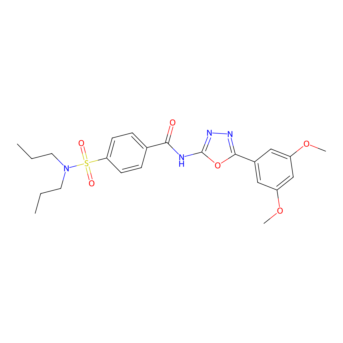 N-[5-(3,5-dimethoxyphenyl)-1,3,4-oxadiazol-2-yl]-4-(dipropylsulfamoyl)benzamide molecular structure, CAS 533870-47-2