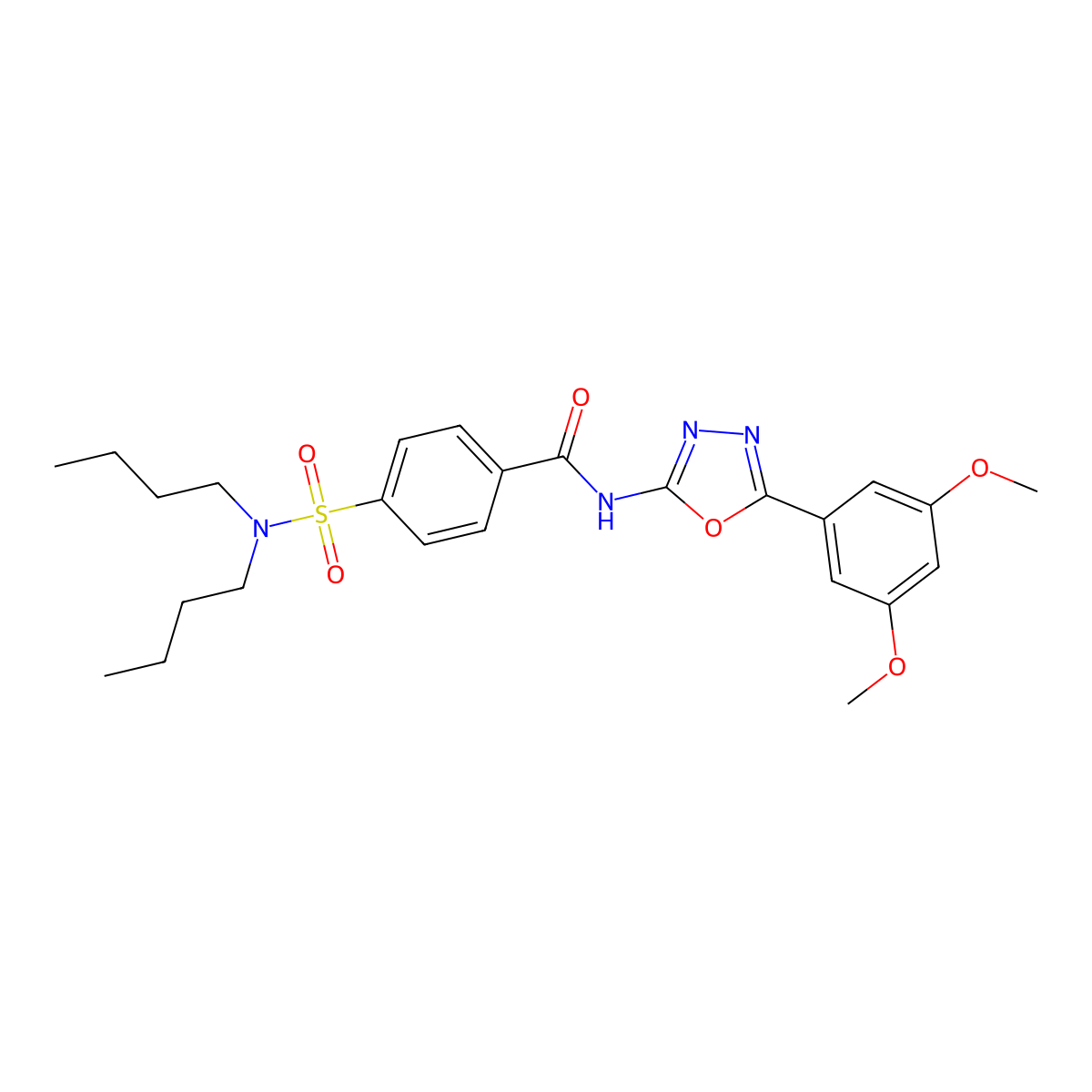 4-(dibutylsulfamoyl)-N-[5-(3,5-dimethoxyphenyl)-1,3,4-oxadiazol-2-yl]benzamide molecular structure, CAS 533870-48-3