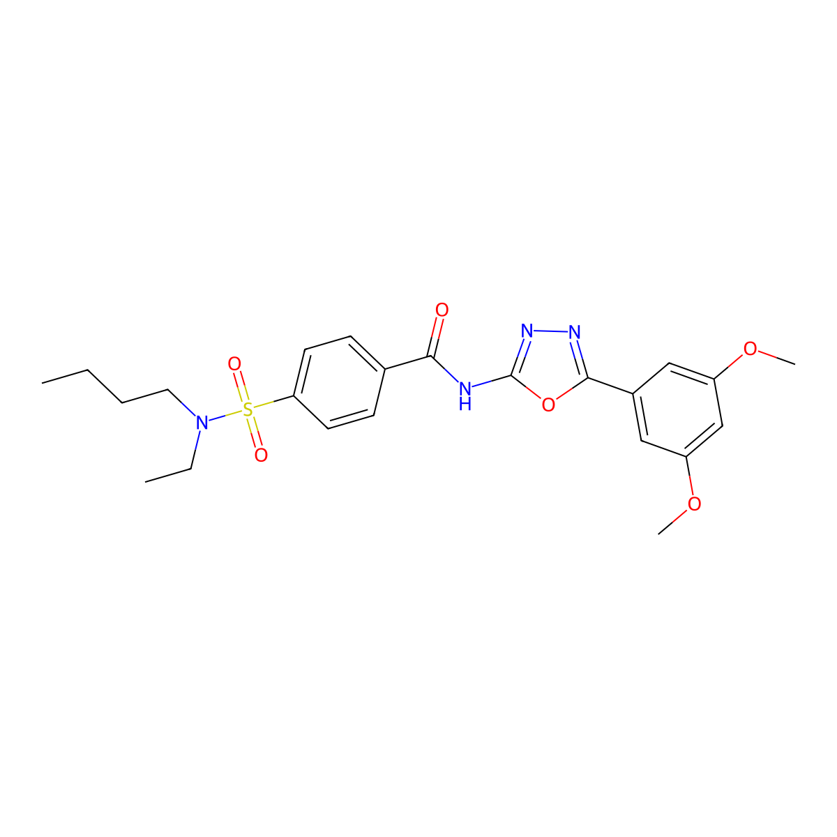 4-[butyl(ethyl)sulfamoyl]-N-[5-(3,5-dimethoxyphenyl)-1,3,4-oxadiazol-2-yl]benzamide molecular structure, CAS 533870-50-7