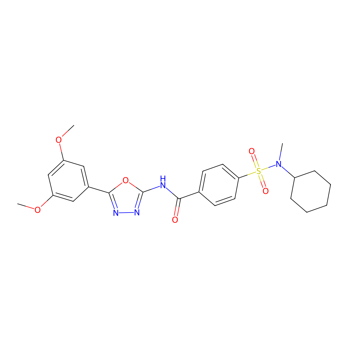 4-[cyclohexyl(methyl)sulfamoyl]-N-[5-(3,5-dimethoxyphenyl)-1,3,4-oxadiazol-2-yl]benzamide molecular structure, CAS 533870-52-9