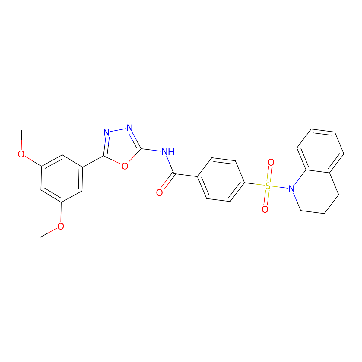 4-((3,4-dihydroquinolin-1(2H)-yl)sulfonyl)-N-(5-(3,5-dimethoxyphenyl)-1,3,4-oxadiazol-2-yl)benzamide molecular structure, CAS 533870-64-3