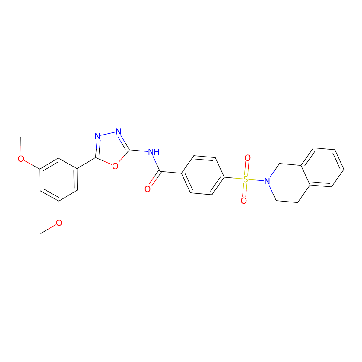 4-((3,4-dihydroisoquinolin-2(1H)-yl)sulfonyl)-N-(5-(3,5-dimethoxyphenyl)-1,3,4-oxadiazol-2-yl)benzamide molecular structure, CAS 533870-65-4