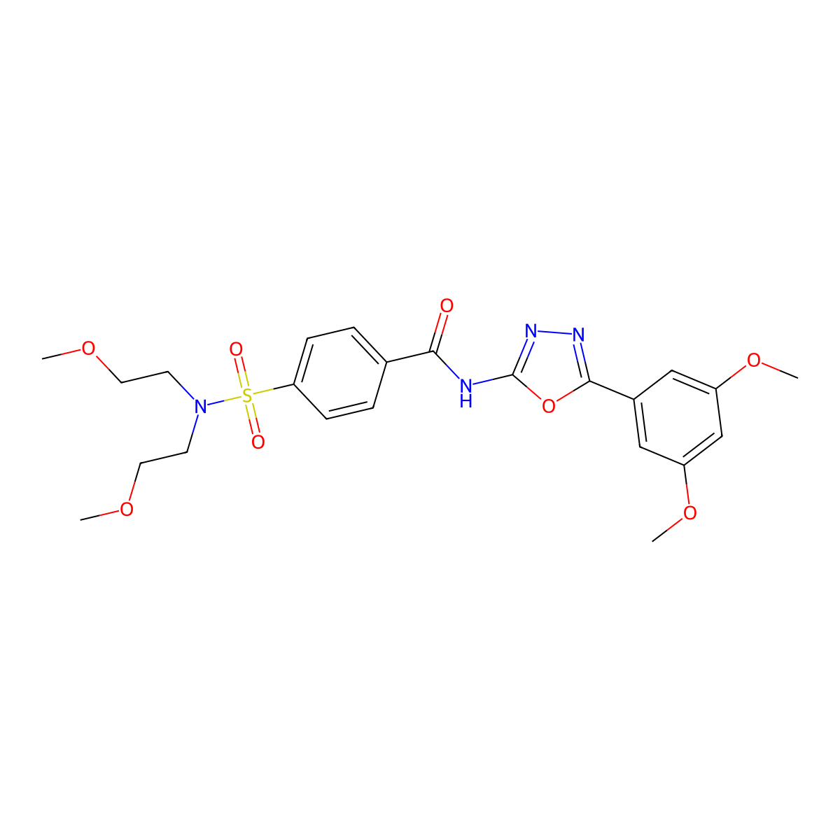 4-[bis(2-methoxyethyl)sulfamoyl]-N-[5-(3,5-dimethoxyphenyl)-1,3,4-oxadiazol-2-yl]benzamide molecular structure, CAS 533870-67-6