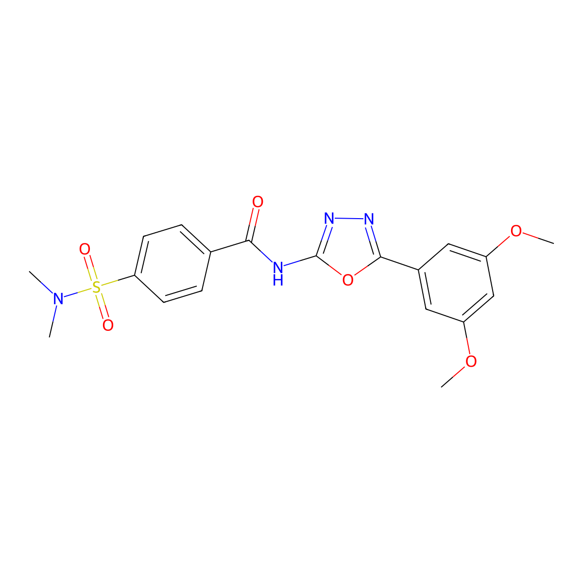 N-[5-(3,5-dimethoxyphenyl)-1,3,4-oxadiazol-2-yl]-4-(dimethylsulfamoyl)benzamide molecular structure, CAS 533870-71-2