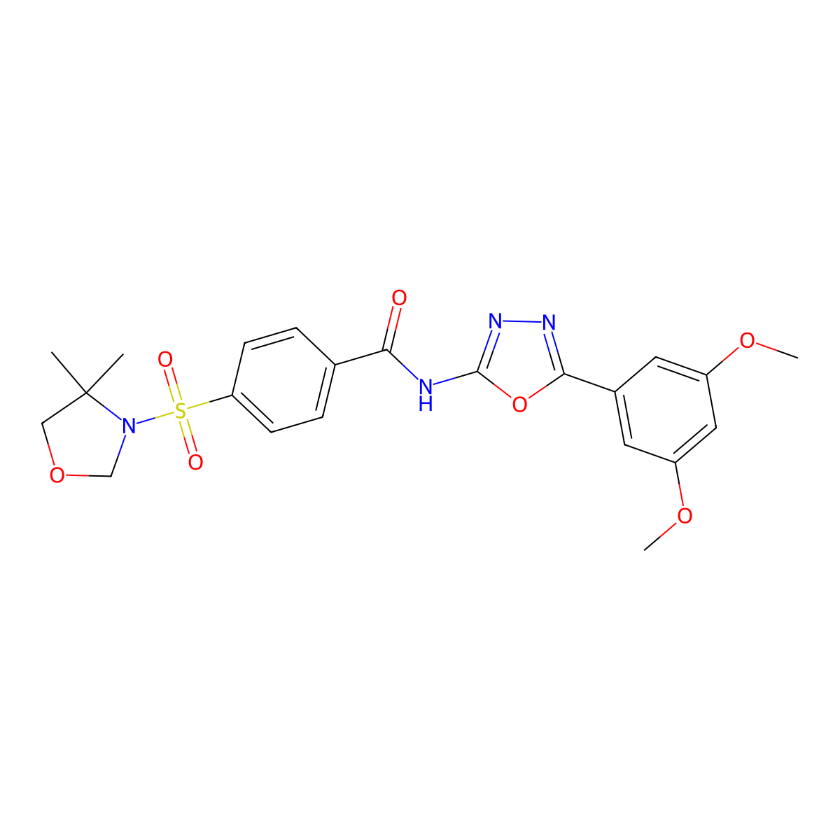 N-[5-(3,5-dimethoxyphenyl)-1,3,4-oxadiazol-2-yl]-4-[(4,4-dimethyl-1,3-oxazolidin-3-yl)sulfonyl]benzamide molecular structure, CAS 533870-75-6